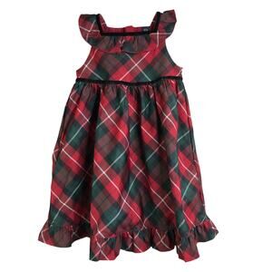 Baby Gap Dress Girls Toddler Sz 4+ Red Tartan Plaid Christmas Holiday Sleeveless